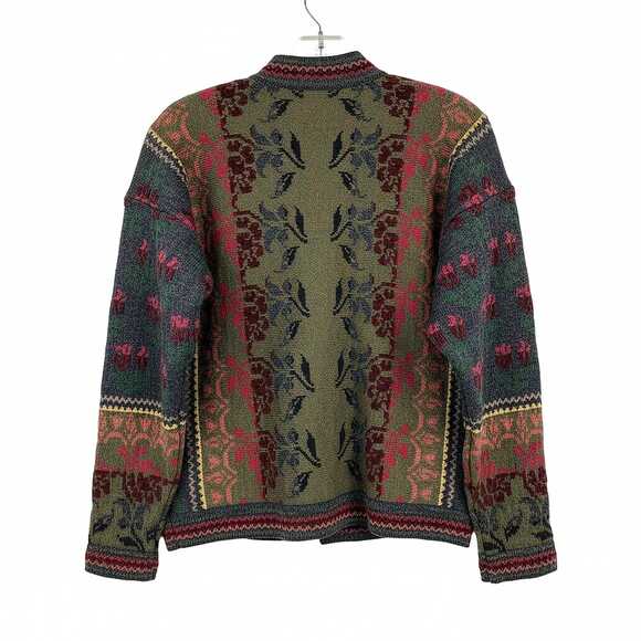 Cherry Lewis Green Red Vintage Wool Cardigan | Women’s M, UK Made - Picture 2 of 6